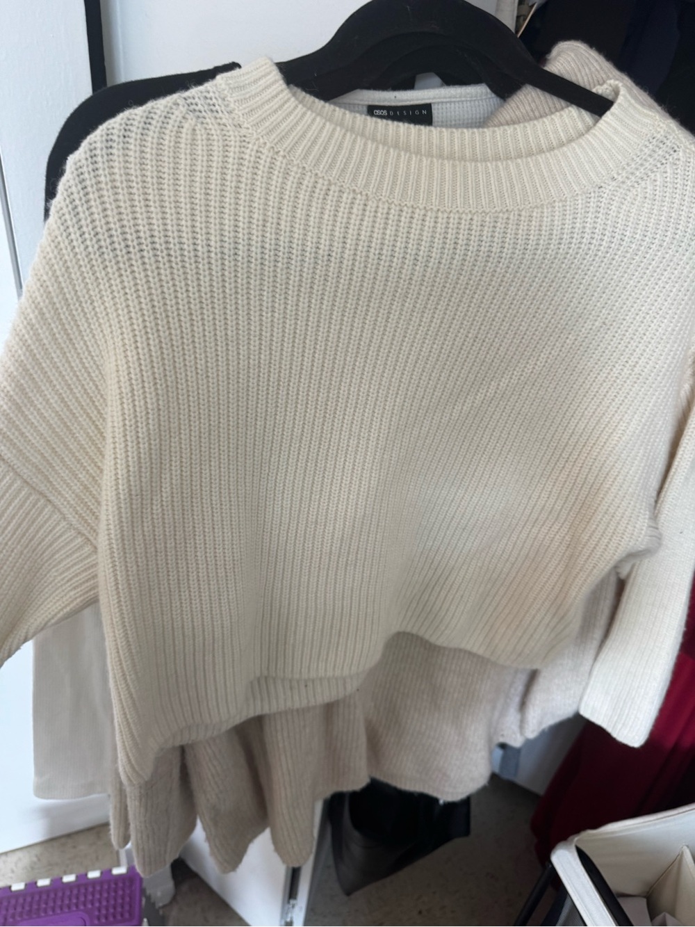 & Other Stories Ribbed Pullover Sweater (midi-length) in Cream